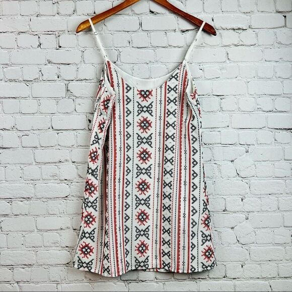 Sam Edelman Embroidered Cross-stitch Slip Dress Red/Black/White Sequin - Picture 9 of 11